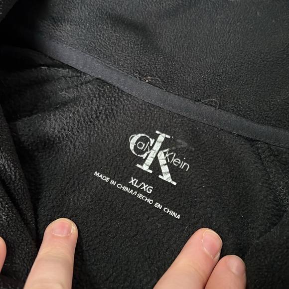 Y2K Calvin Klein Fleece Jacket Women’s sz XL Black Full Zip Pockets Performance - Picture 7 of 10